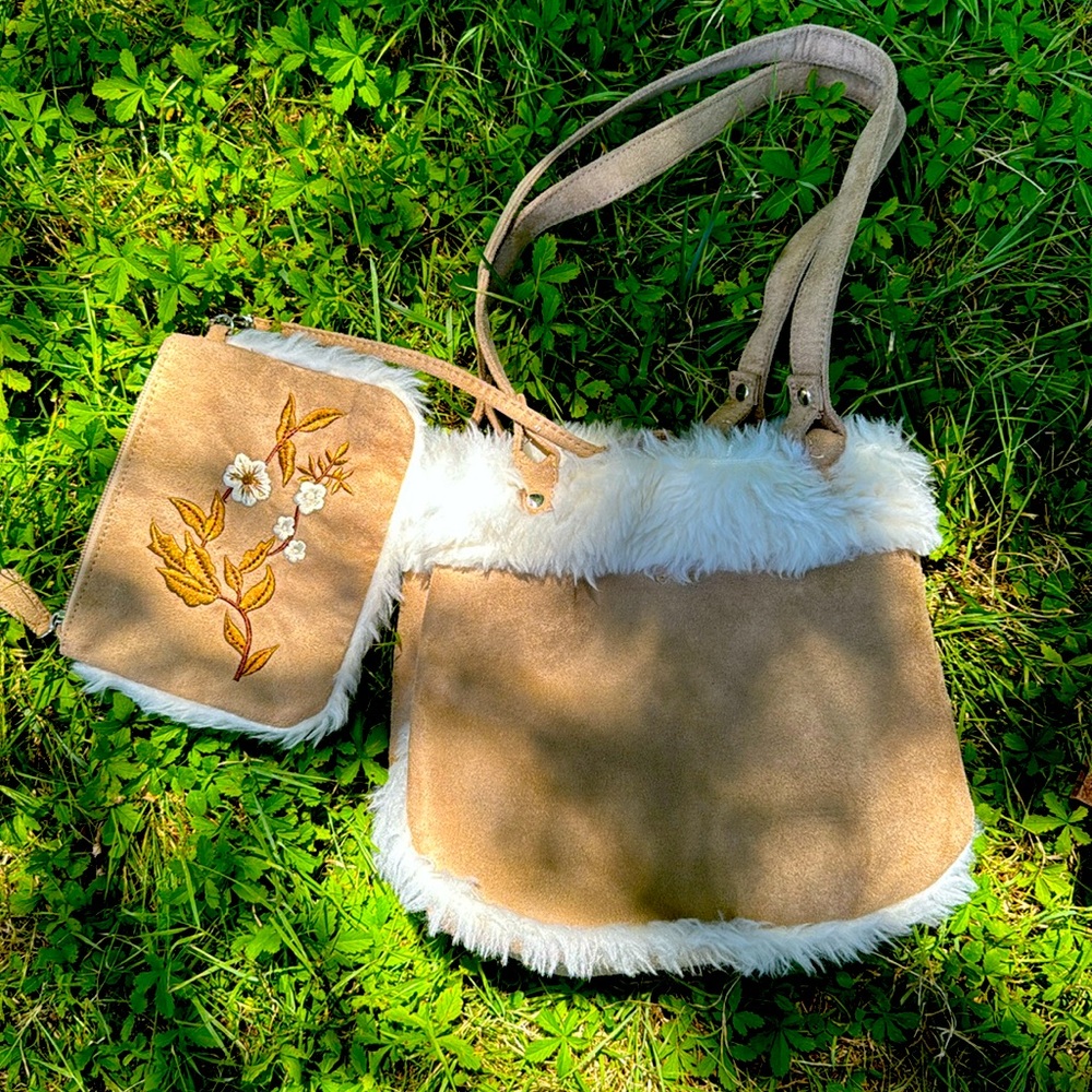 Very cute furry suede handbag